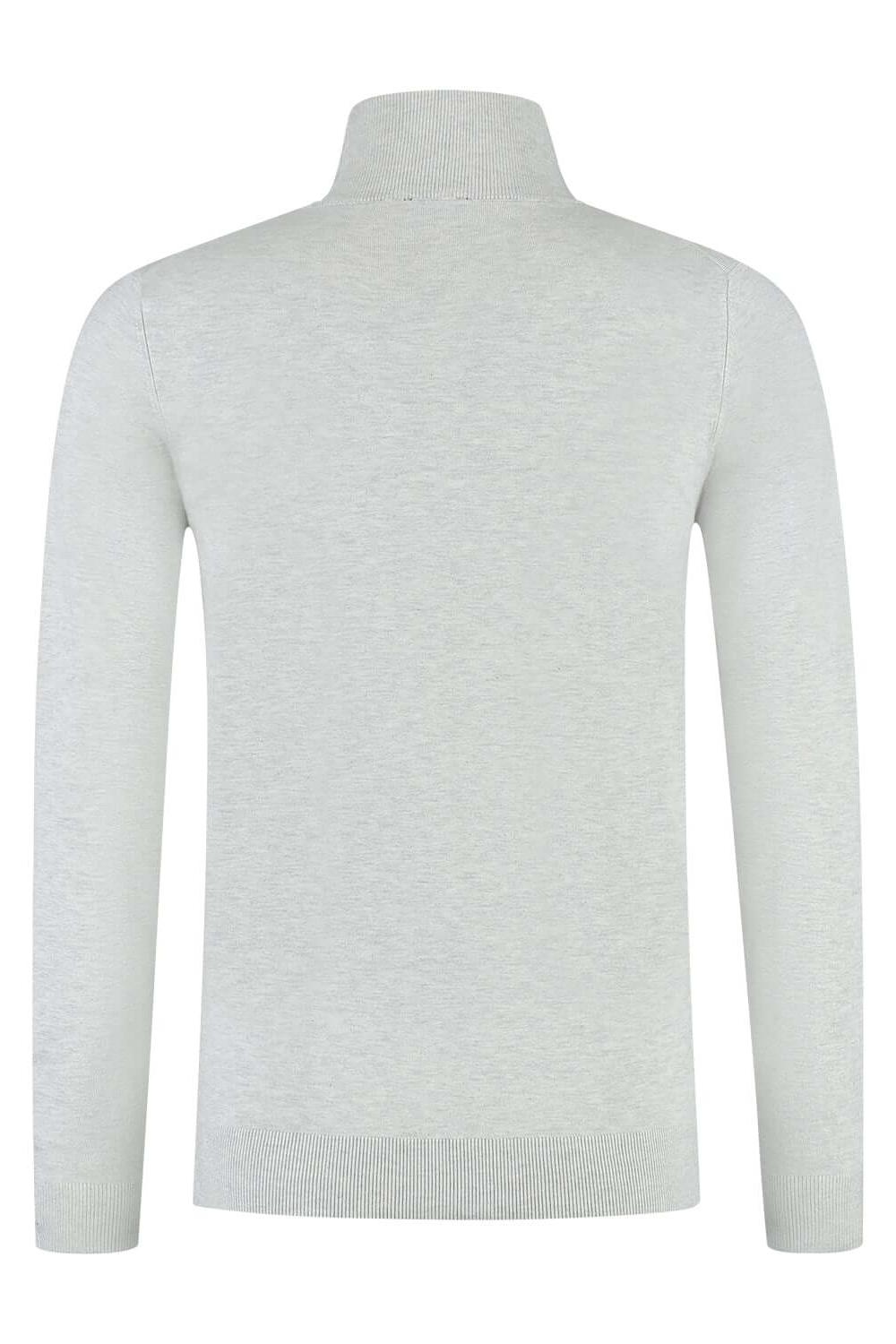 Turtle neck zilverwit, lichtgewicht ademende koltrui met elastische kraag en kreukvrij design.