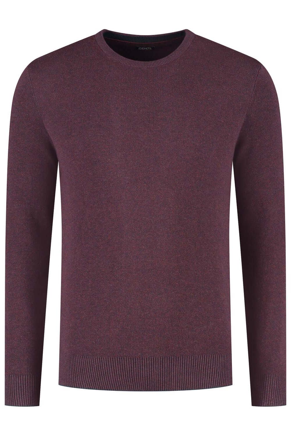 Ronde hals two-tone rood ademend katoenen trui met ronde hals in tweekleurig rood.