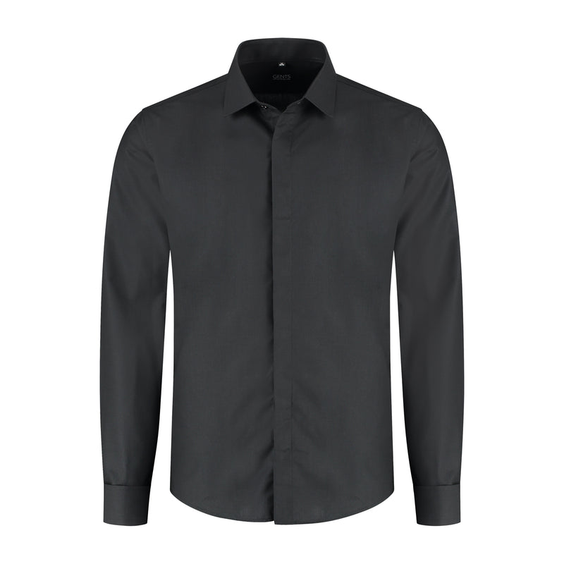 Smoking-Hemd glatt schwarz