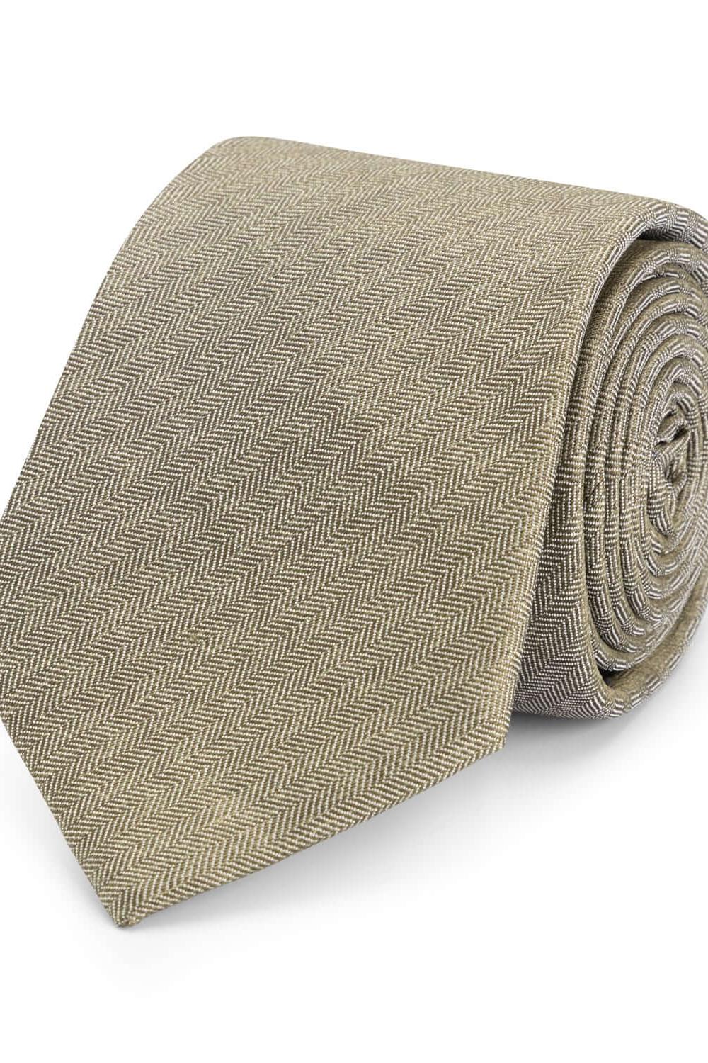 Stropdas zijde print patronen olijfgroen, 100% zijde stropdas met subtiel olijfgroen printpatroon.