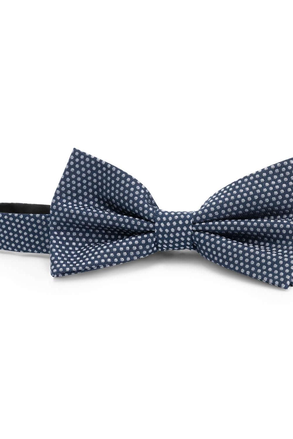 Strik zijde print stippel blauw