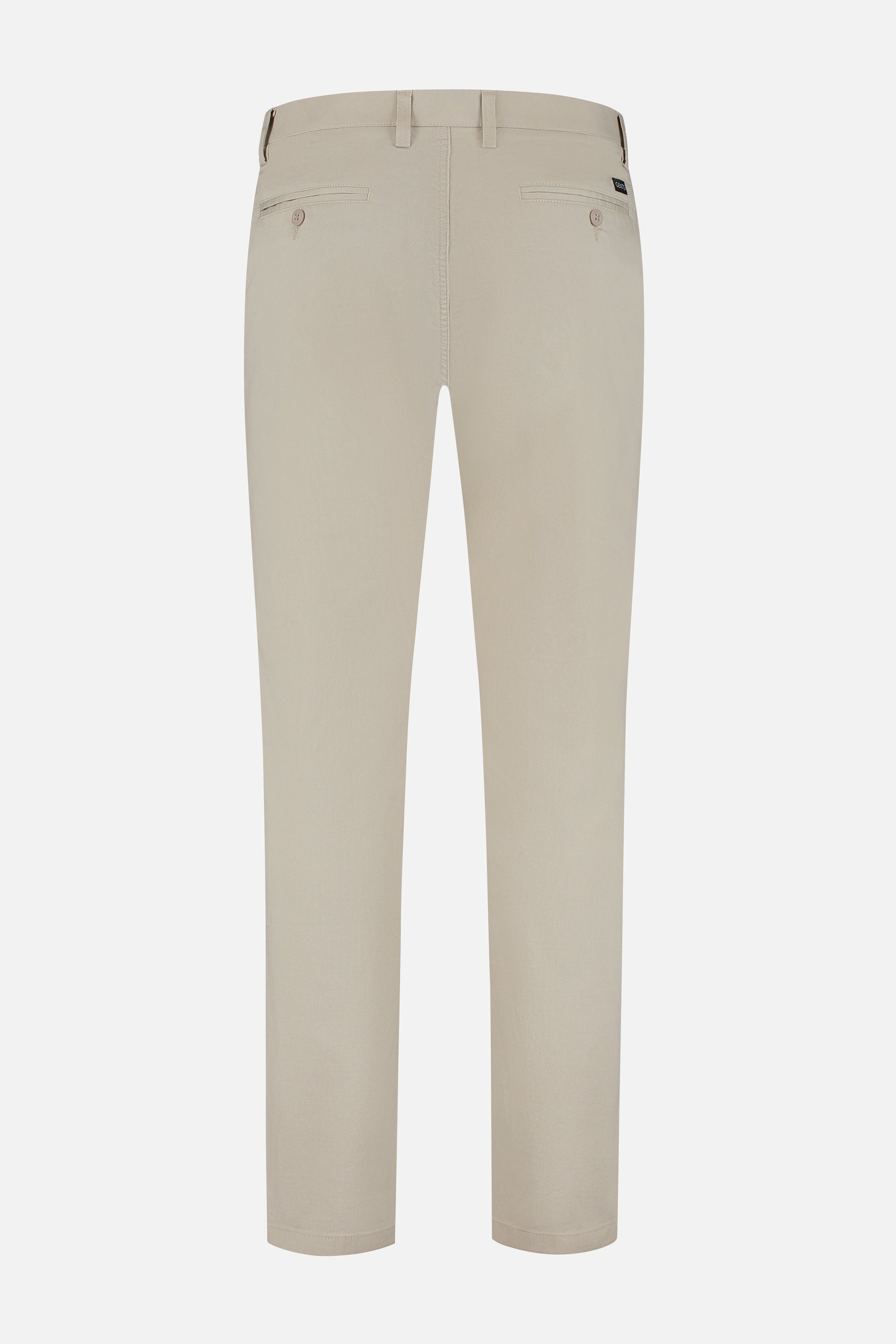 Back view of Chino stretch dobby zand pants in light beige color.