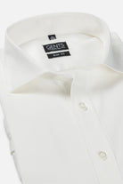 Bamboe dubbele manchet uni ecru overhemd met dubbele manchetten en ademende bamboestof.