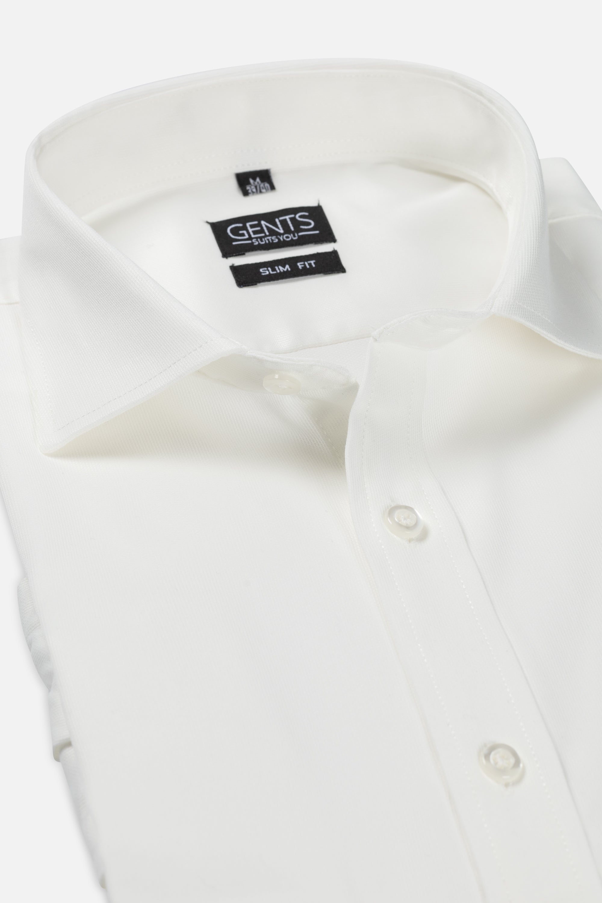 Bamboe dubbele manchet uni ecru overhemd met dubbele manchetten en ademende bamboestof.