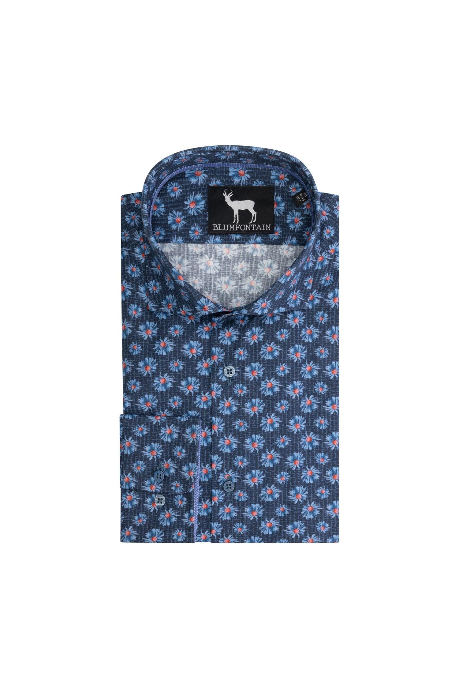 Blumfontain bloemprint blauw