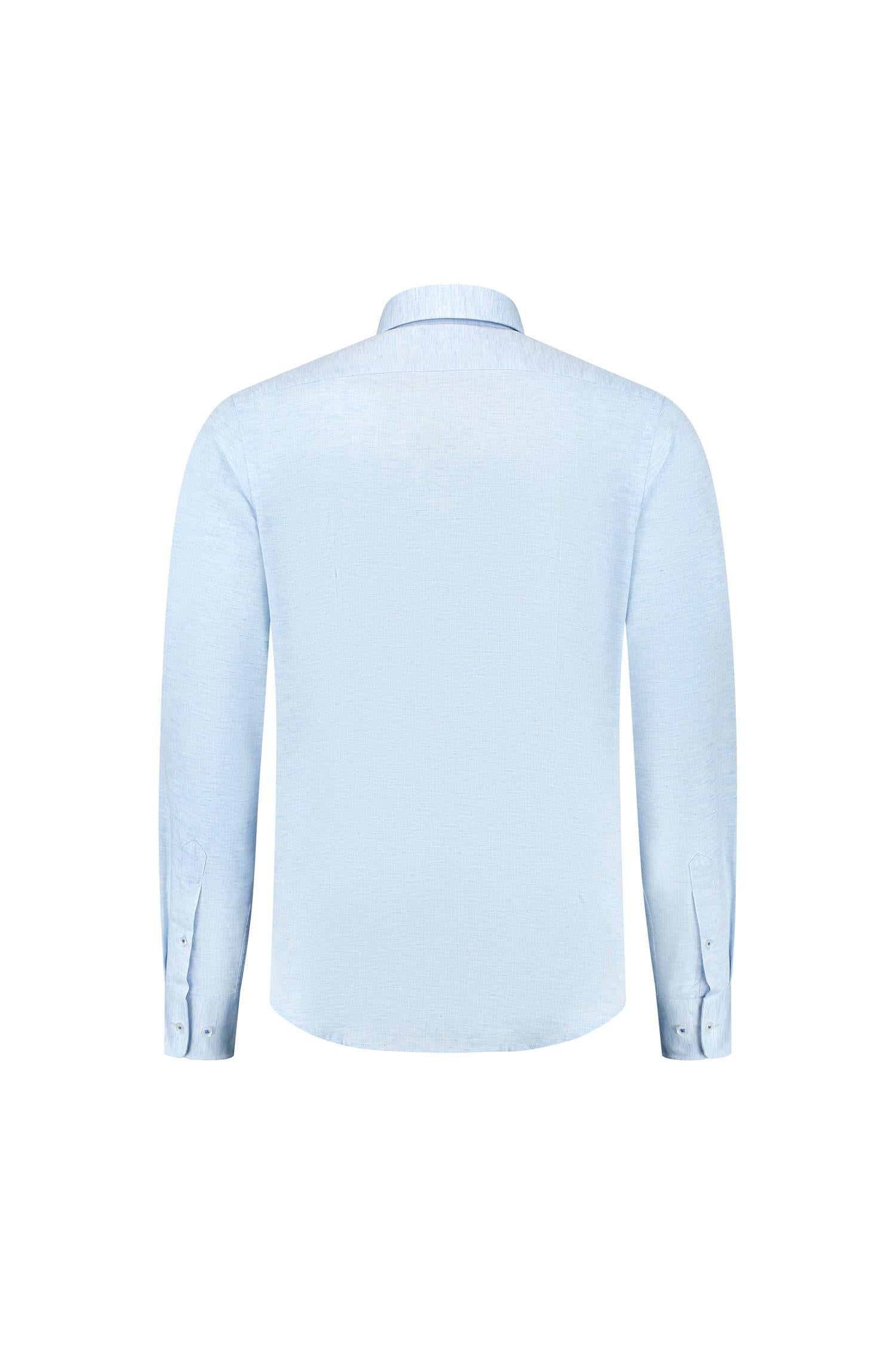 Blumfontain linnenprint uni lichtblauw