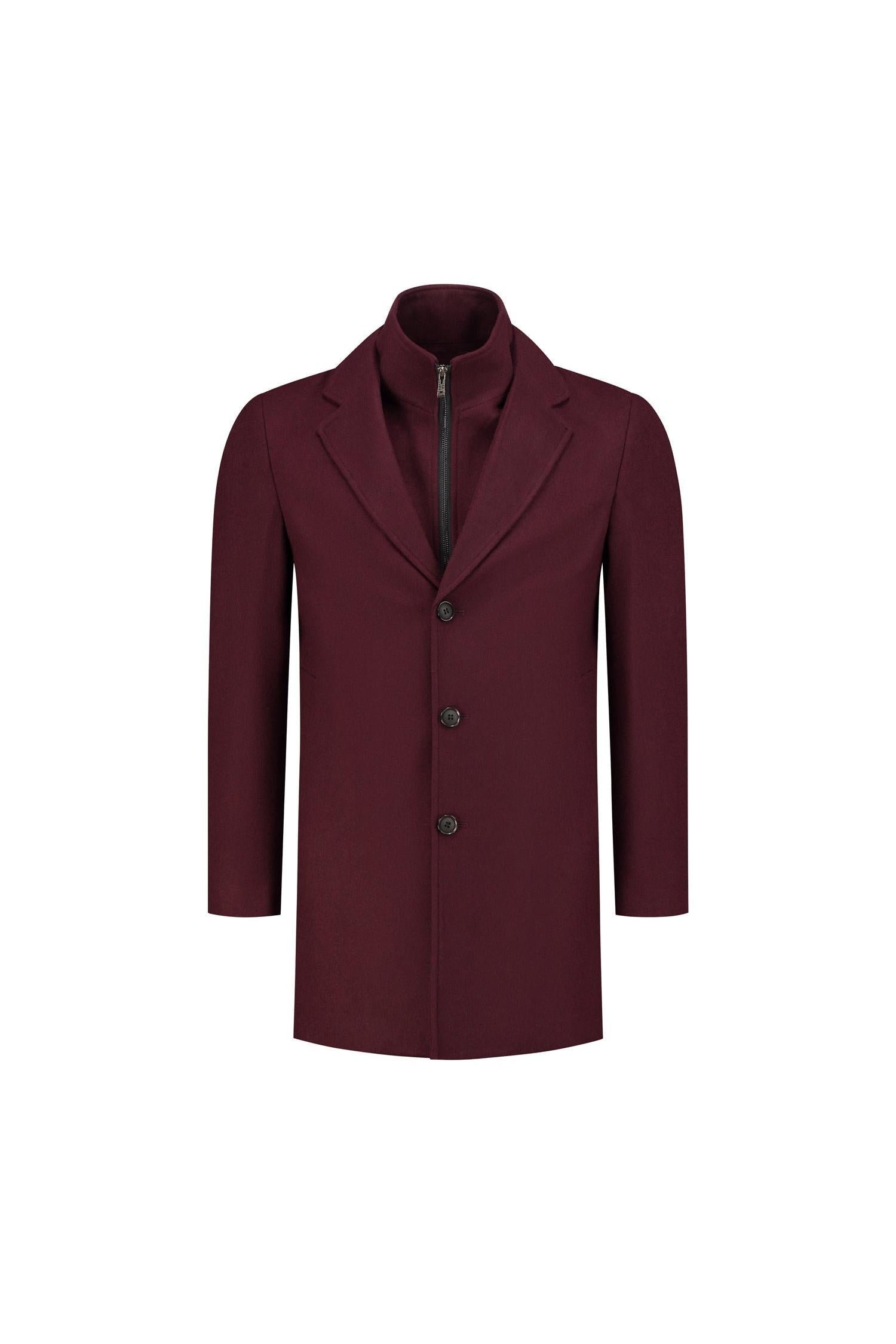 Coat windvanger donkerrood