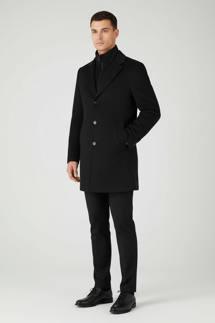 Coat windvanger zwart