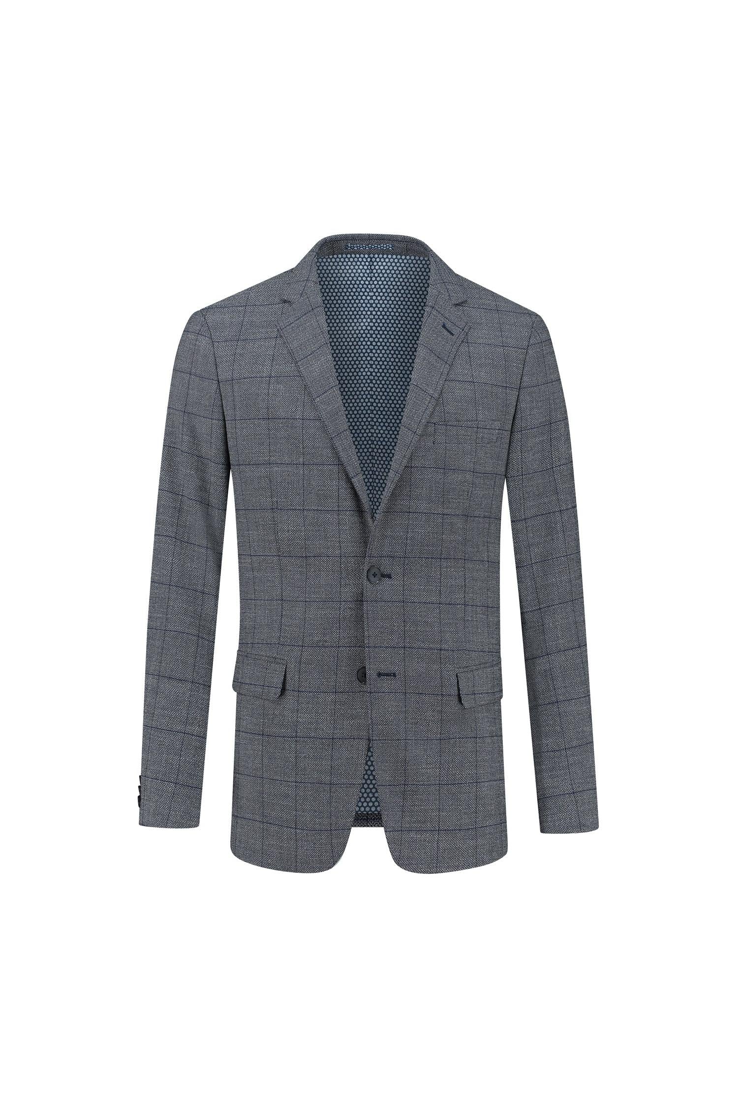 Colbert blokruit grijs-blauw