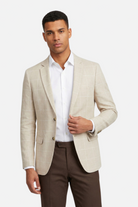 Colbert ruit katoen-linnen zand