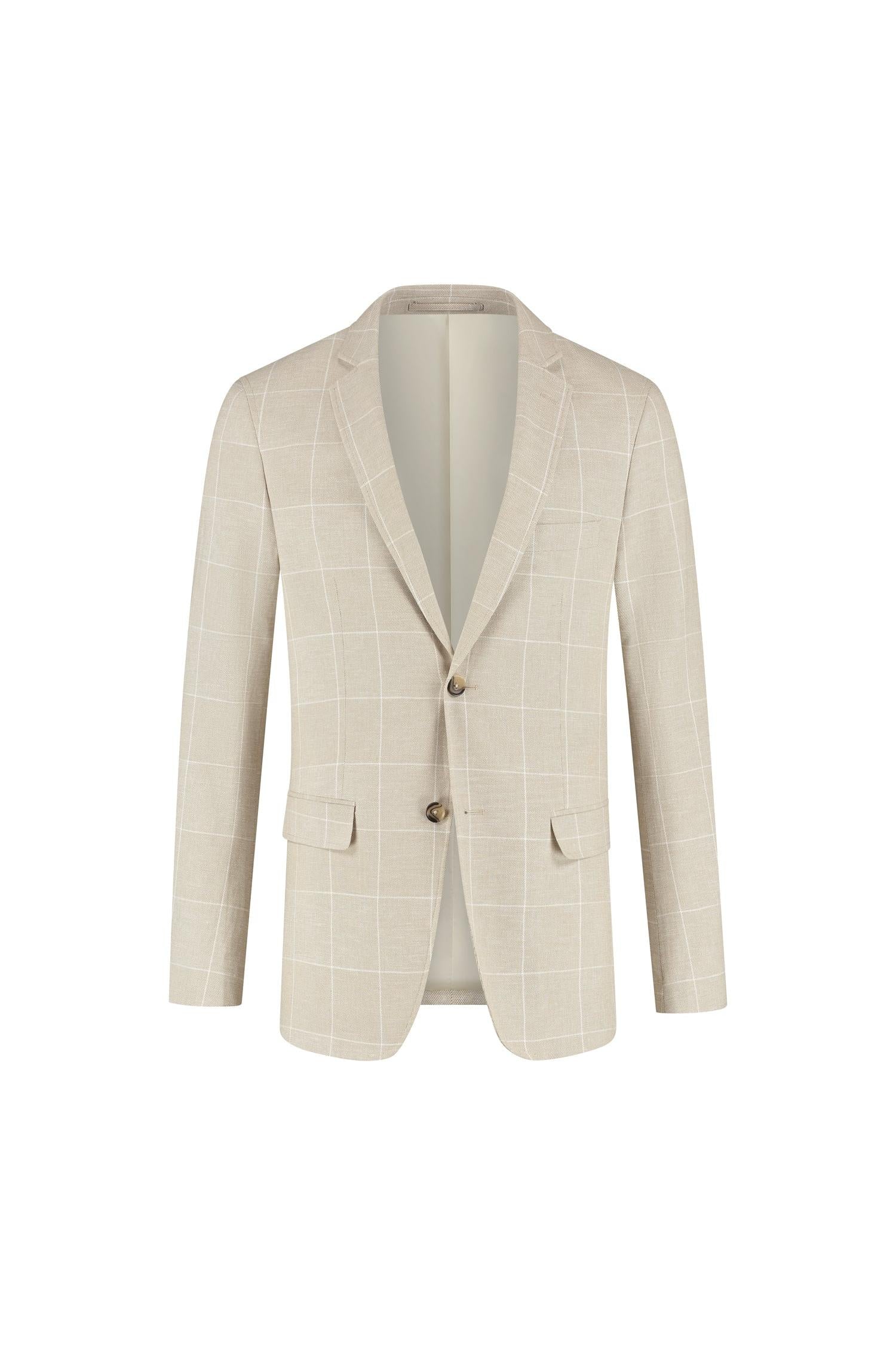 Colbert ruit katoen-linnen zand