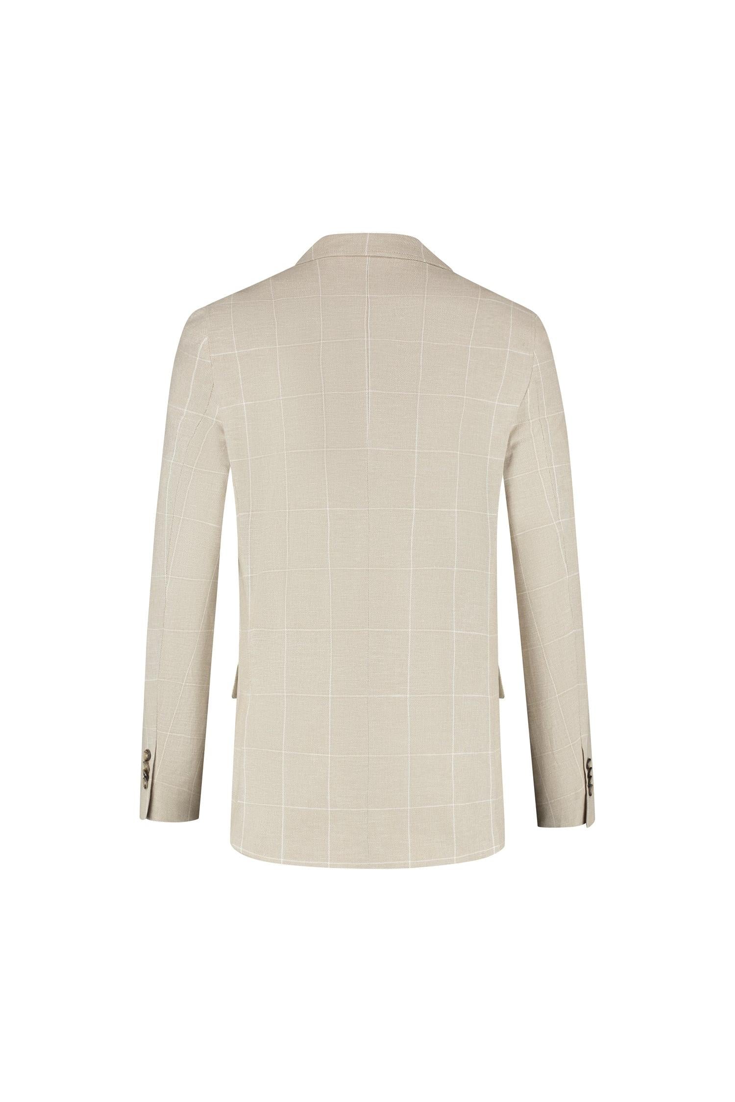 Colbert ruit katoen-linnen zand