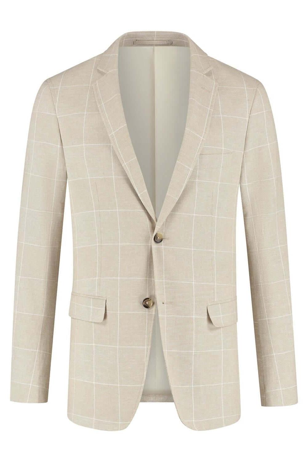 Colbert ruit katoen-linnen zand