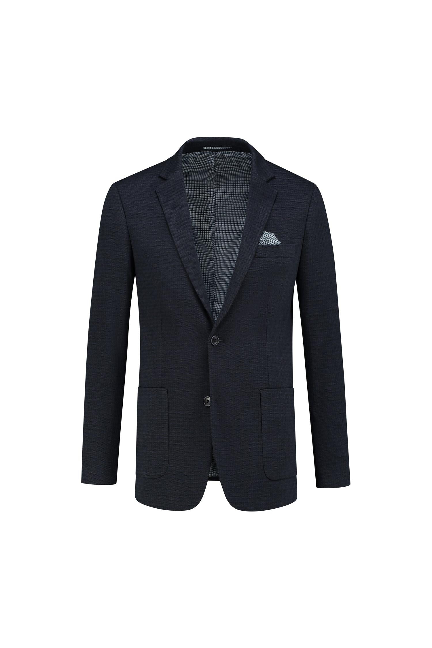 Colbert structuur donkerblauw