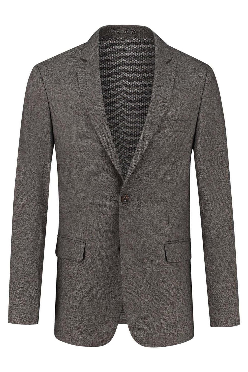 Colbert tweedlook Bruin - groene/grijze tweedlook blazer met subtiele structuur, comfortabel.