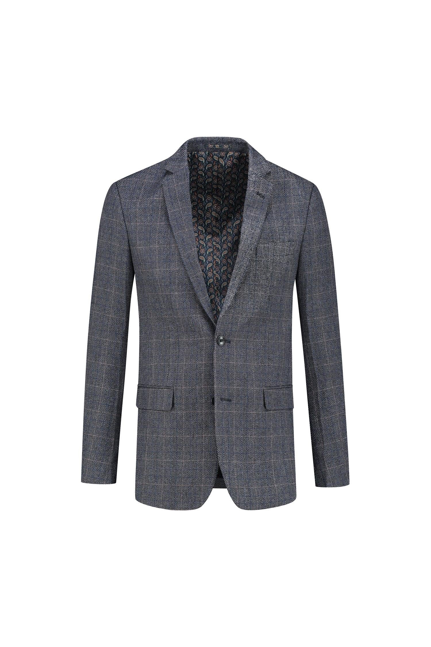 Colbert tweedlook ruit blauw