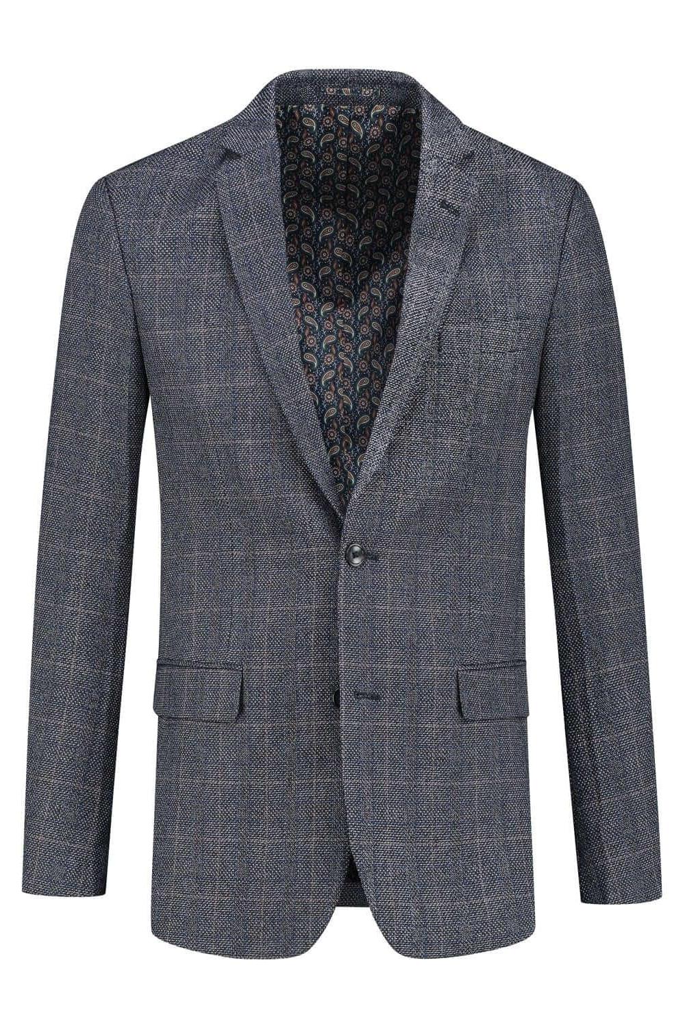 Colbert tweedlook ruit blauw