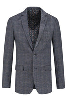 Colbert tweedlook ruit blauw