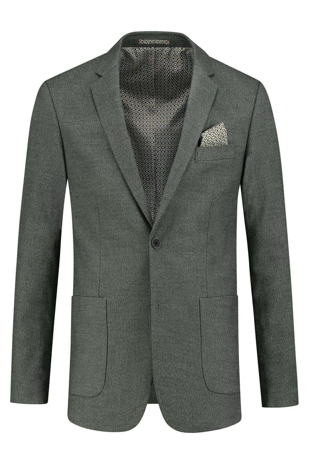 Colbert tweedlook Groen groene/grijze tweedlook blazer met subtiele structuur en comfortabele pasvorm.