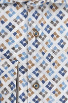 Diagonaalprint blauwbruin