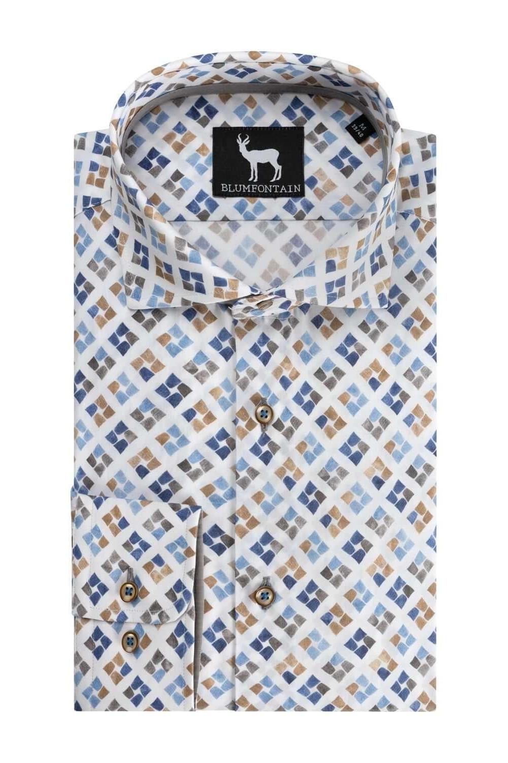 Diagonaalprint blauwbruin