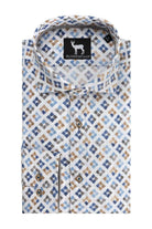 Diagonaalprint blauwbruin