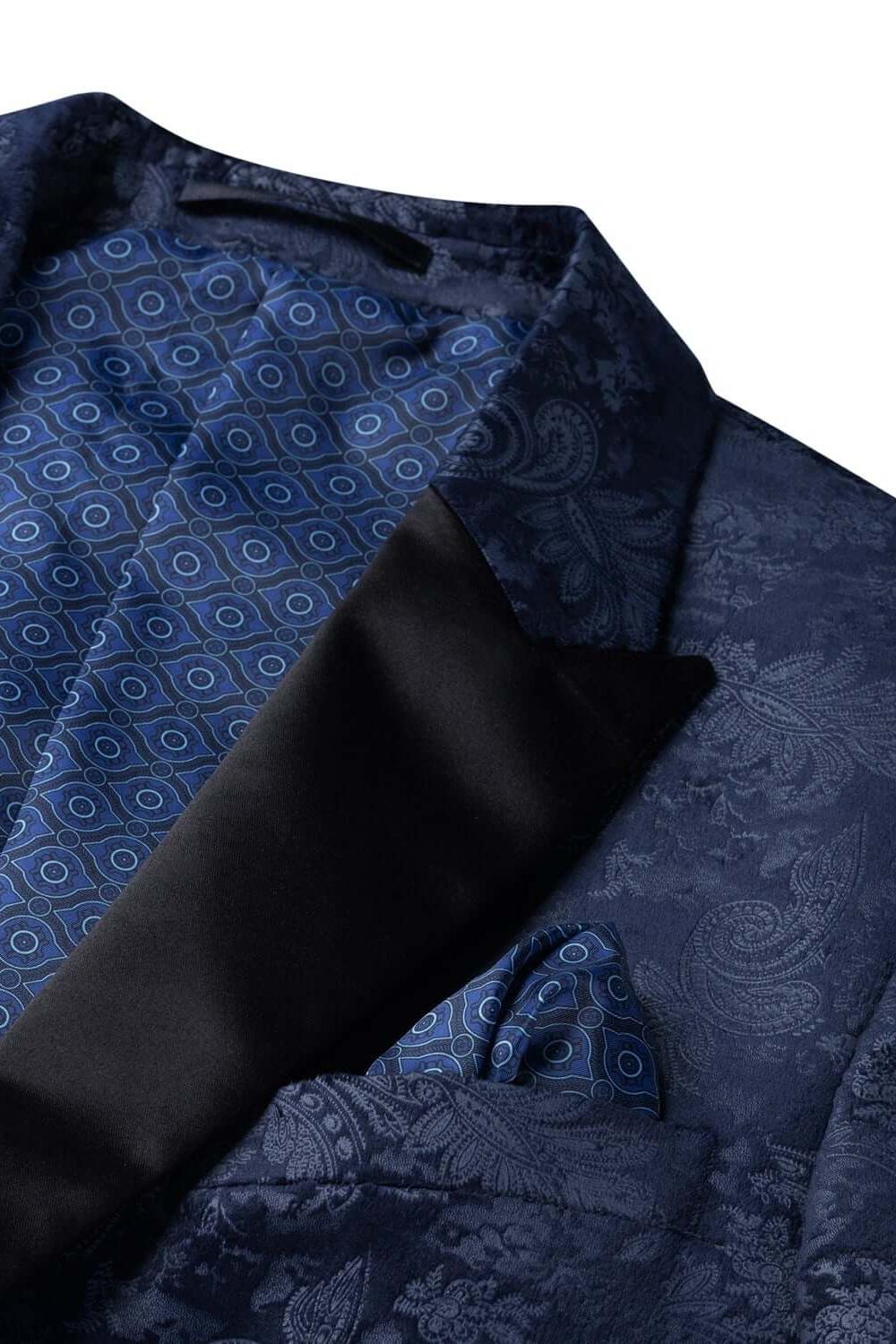 Dinnerjacket paisley velvet blauw