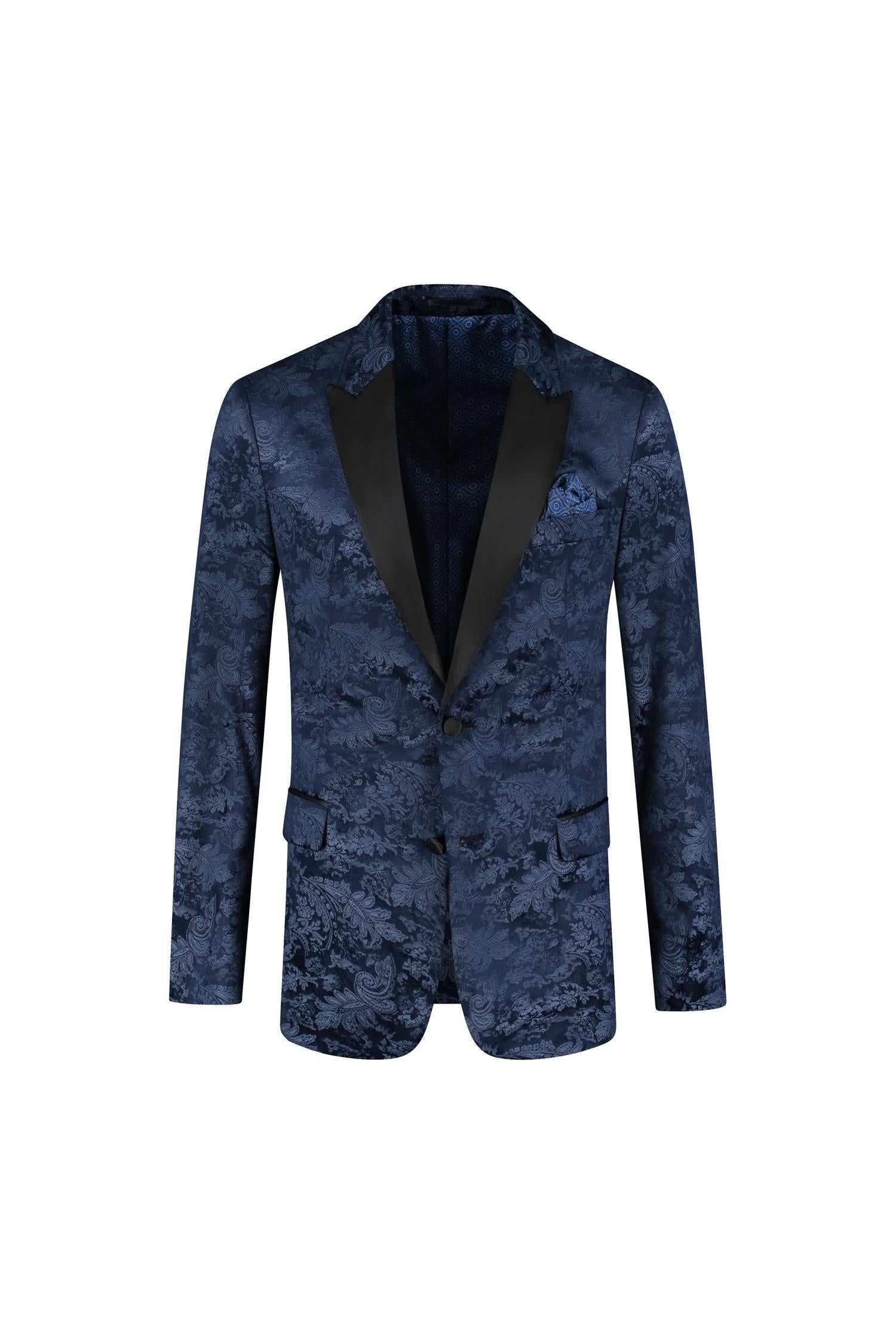 Dinnerjacket paisley velvet blauw