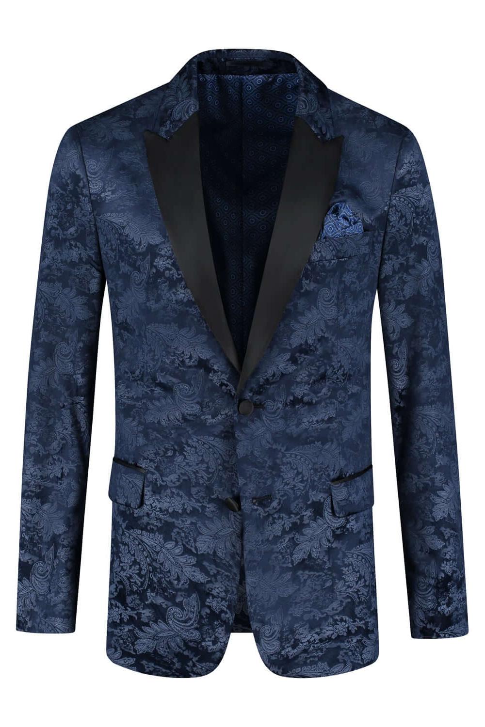 Dinnerjacket paisley velvet blauw