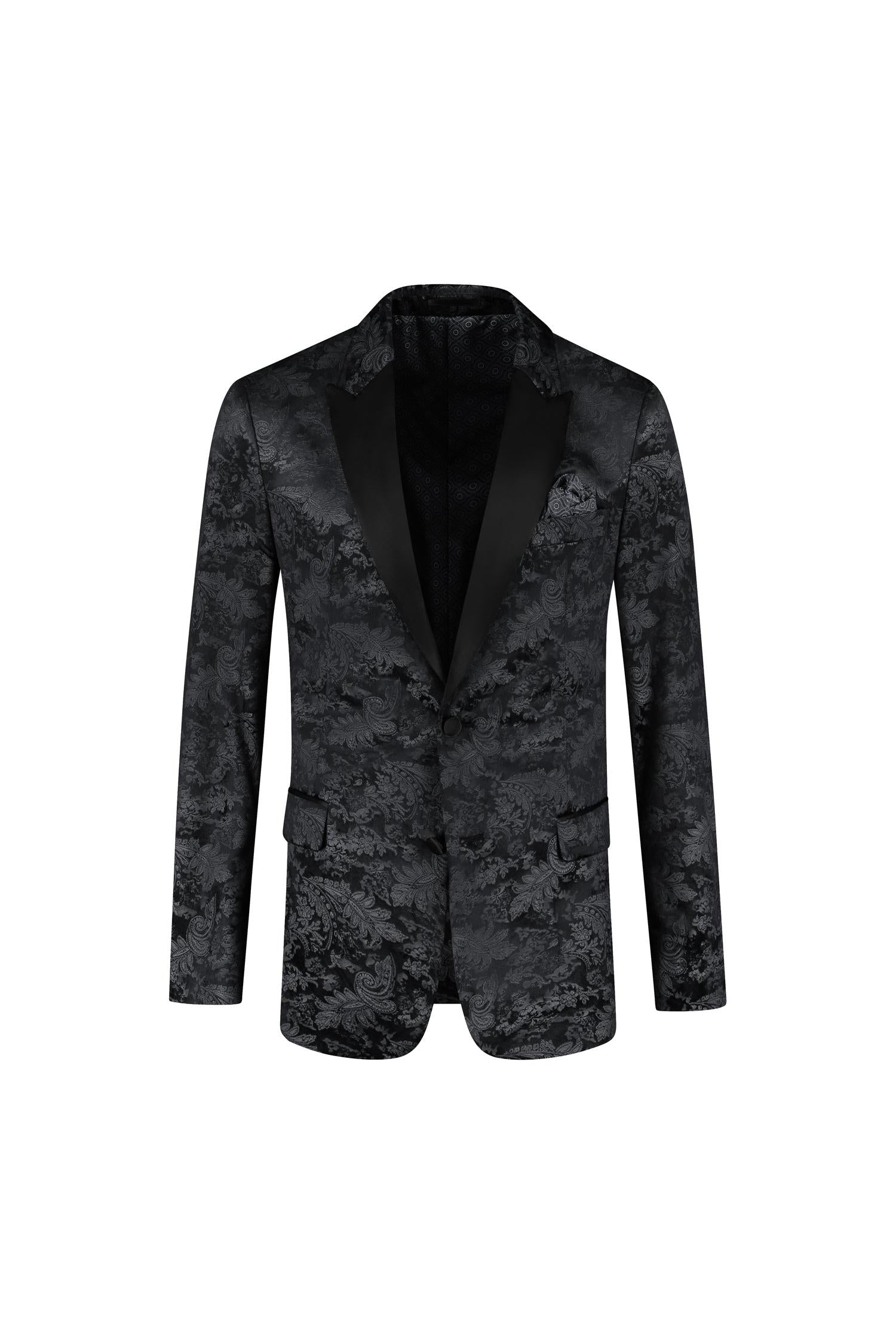 Dinnerjacket paisley velvet zwart