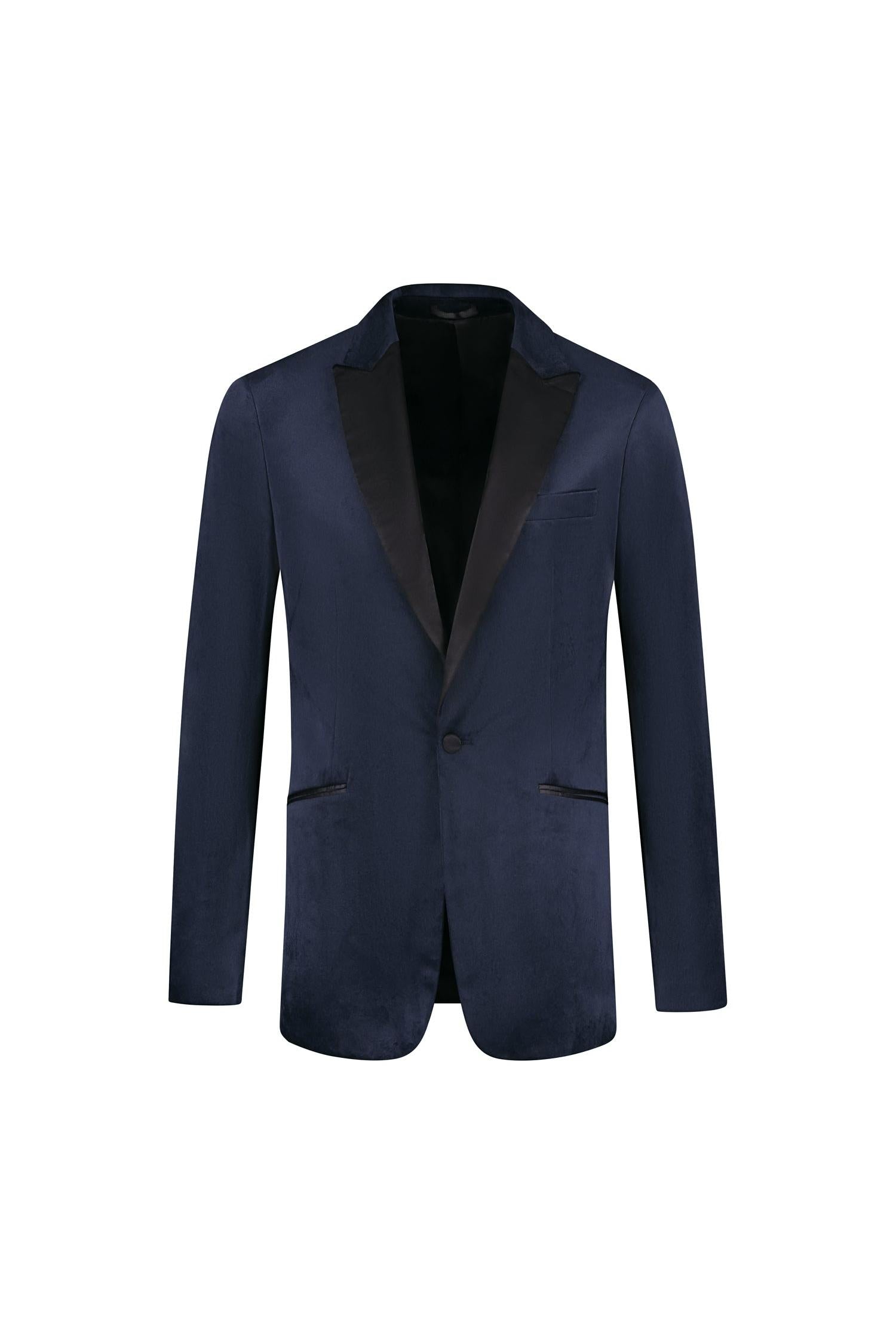 Dinnerjacket velvet donkerblauw