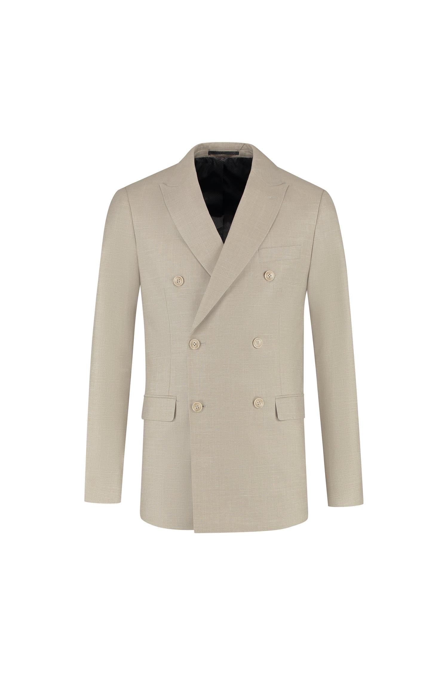 GIBZ Heren Lente Zomer Linnen Blazer Losse Veelzijdige Eenvoudige Pak Jas Notched Revers 2 Knopen Sport Jas met Zak, Blauw, XXS