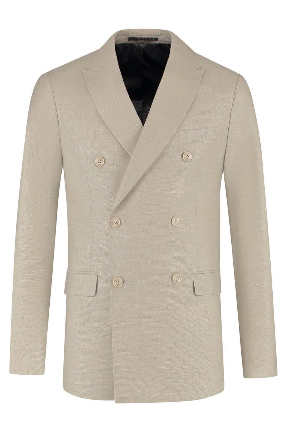 Double-breasted colbert linnenlook zand