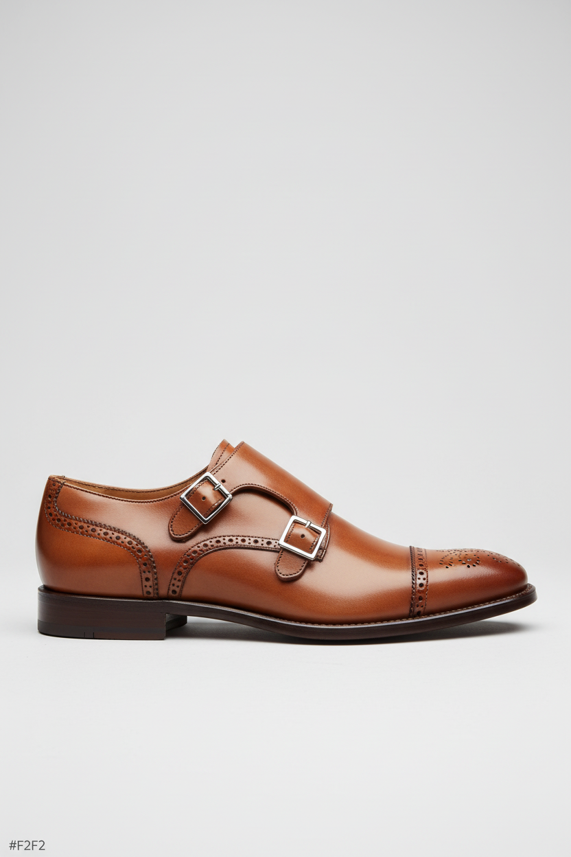 Dubbele gesp cognac