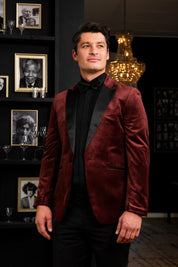 Dinnerjacket velvet donkerrood