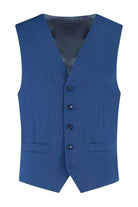 Gilet linnenlook blauw Blauw, stijlvol koninklijk blauw gilet met kreukvrije stof en zakken.
