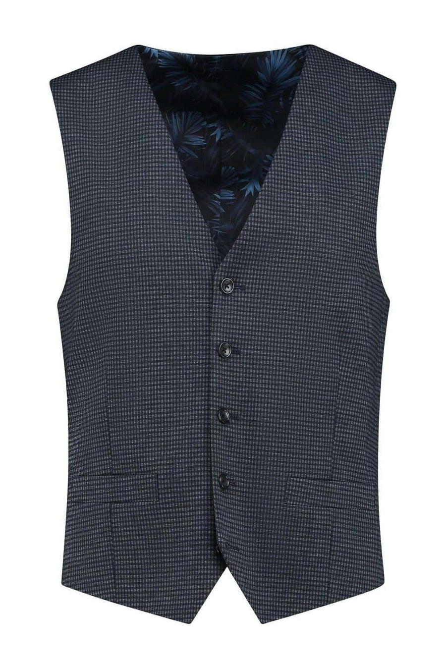 Gilet miniruit blauw-grijs
