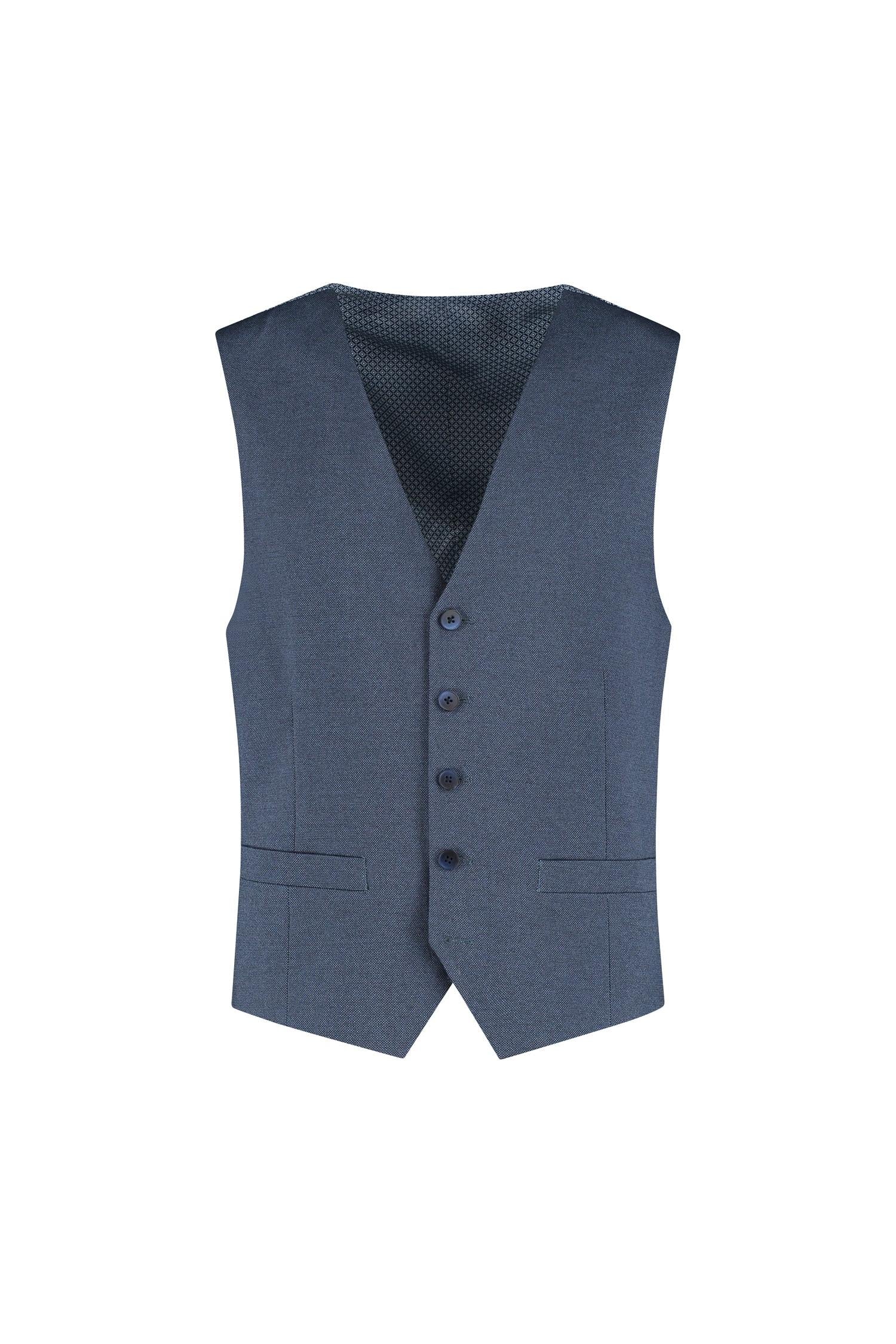 Gilet stretch birdseye blauw