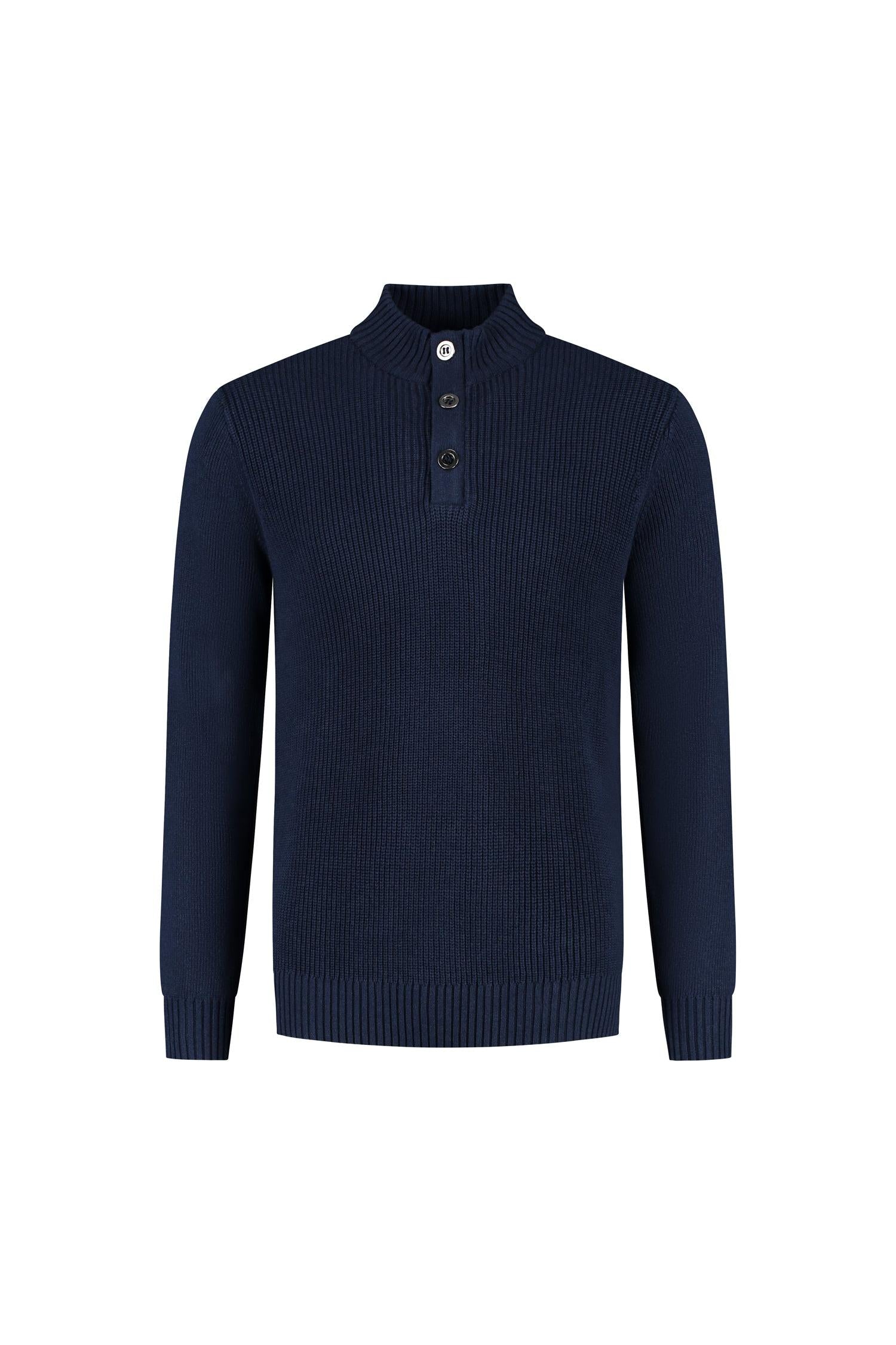 Half zip-knopen blauw