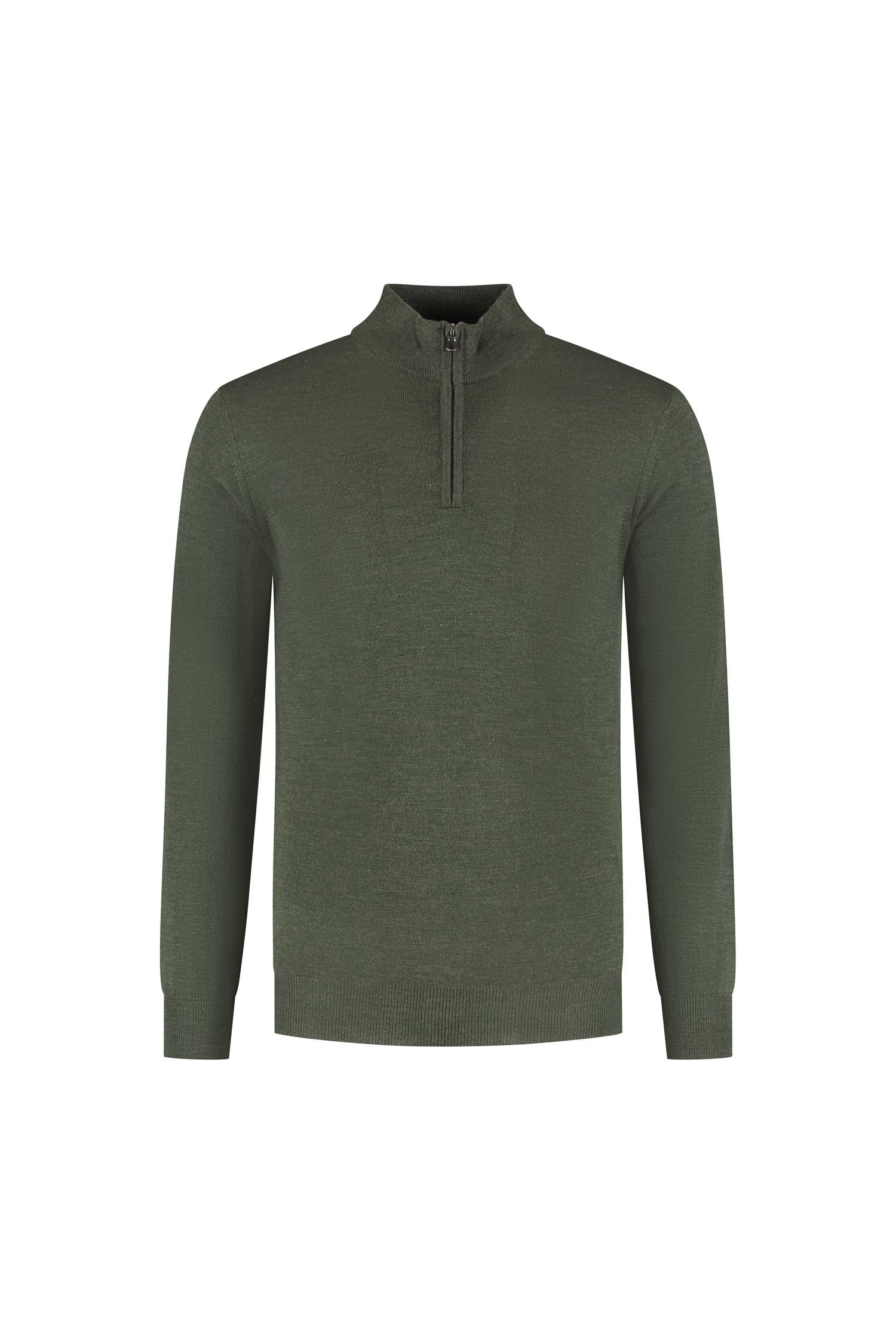 Halfzip merinoblend forest