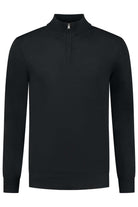 Halfzip merinoblend zwart