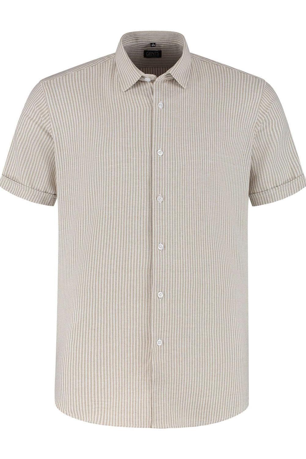 Korte mouw knit streep beige