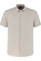 Korte mouw knit streep beige