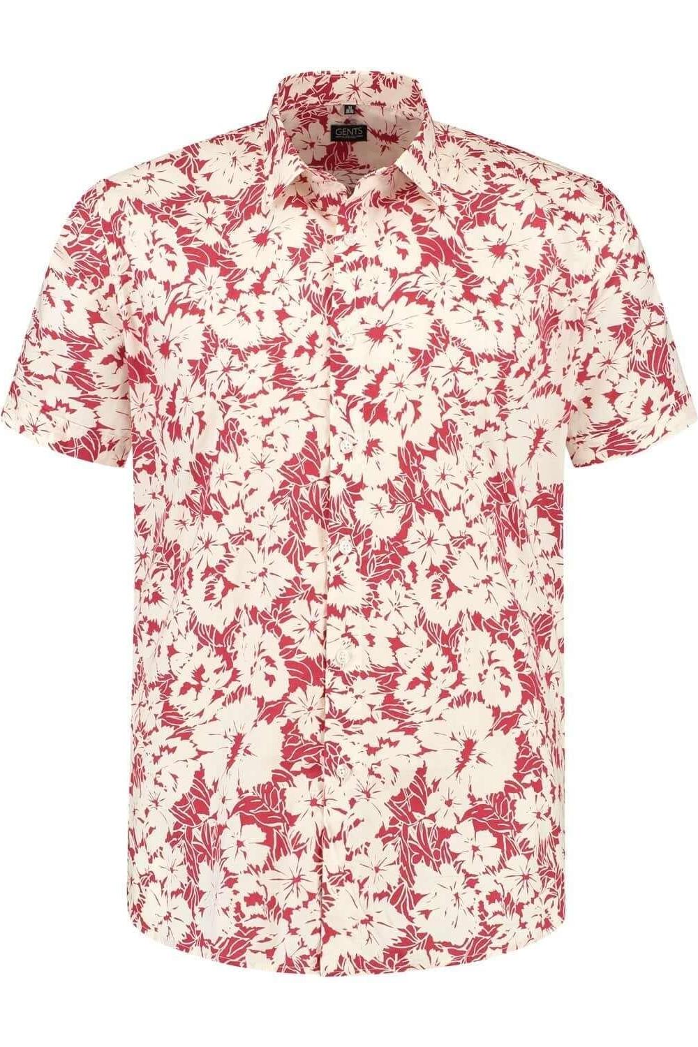 Korte mouw printbloem rood