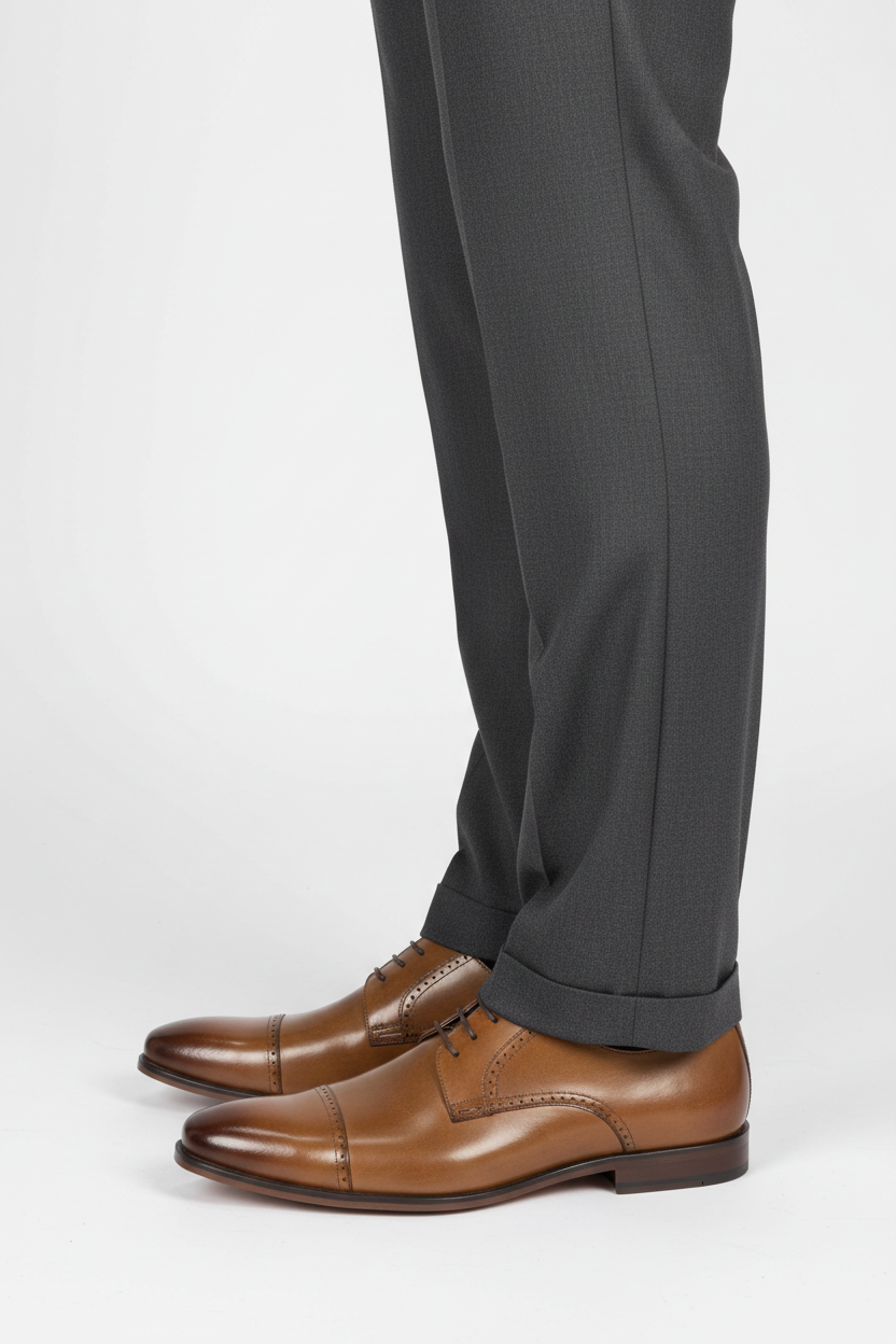 Leren veterschoen heren – cognac cap toe