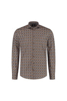 Overhemd Blumfontain bloemprint navy-bruin