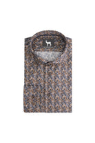Overhemd Blumfontain bloemprint navy-bruin