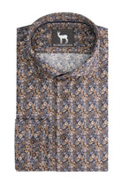 Overhemd Blumfontain bloemprint navy-bruin