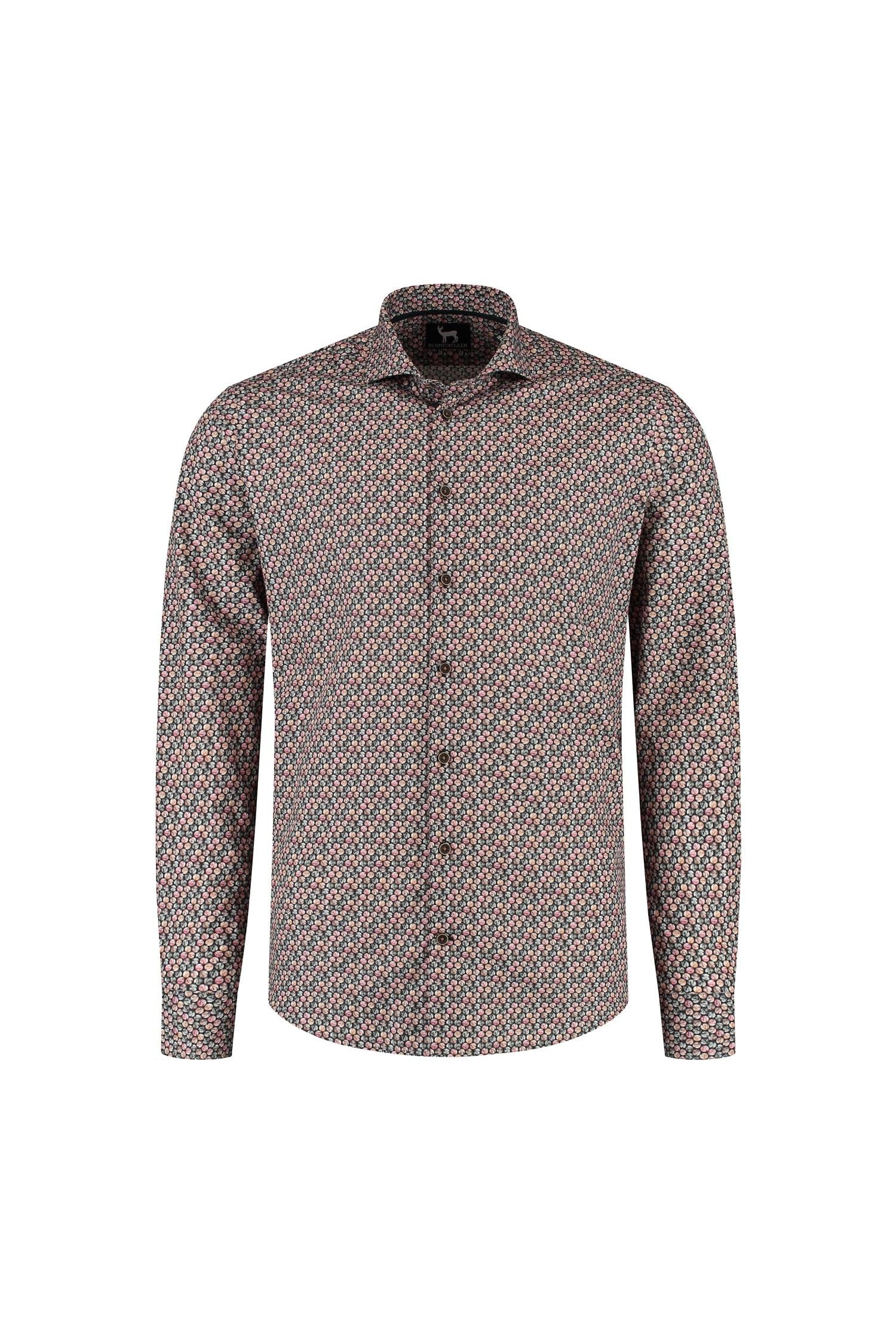 Overhemd Blumfontain cirkelprint bruin