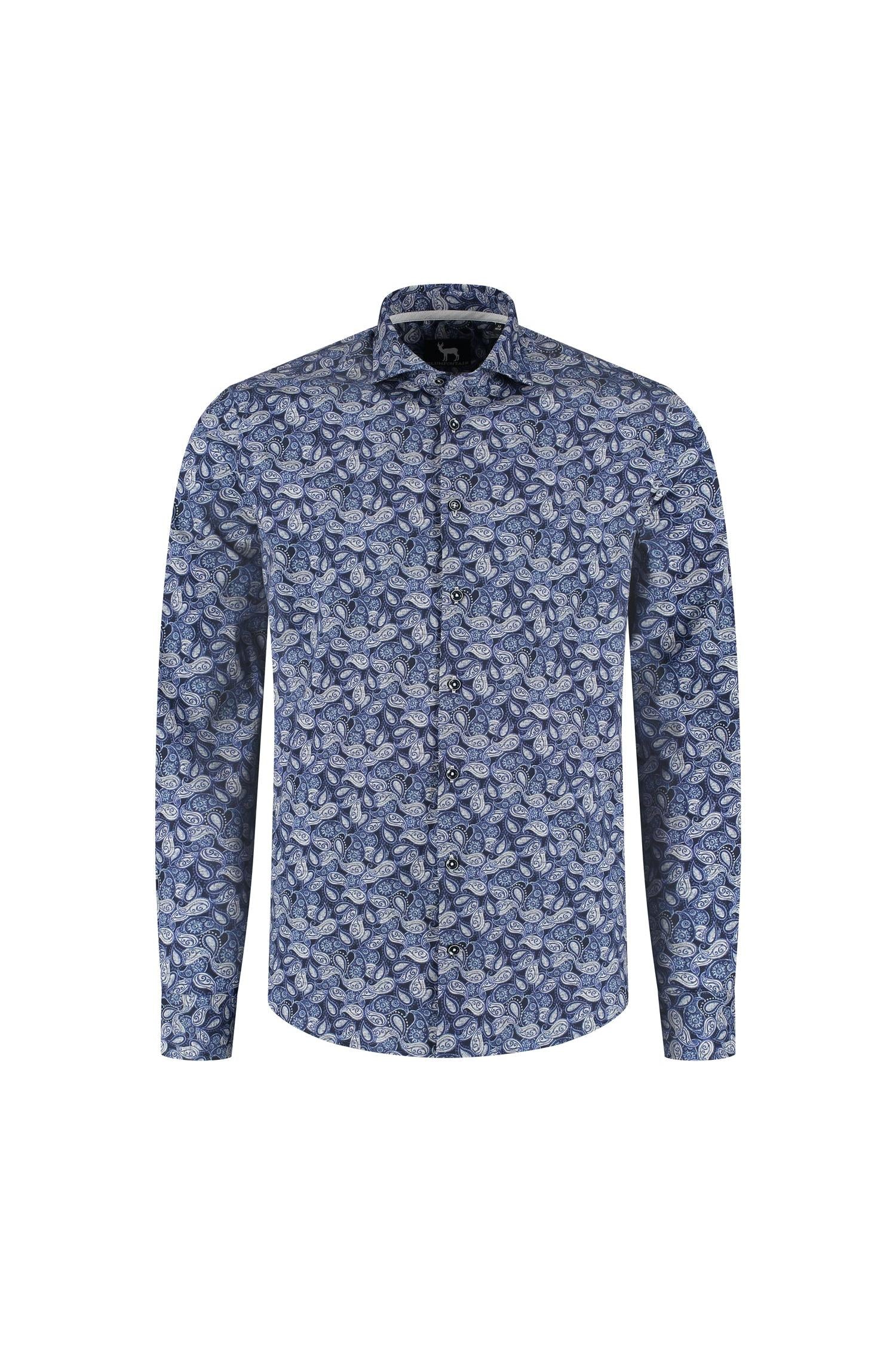 Overhemd Blumfontain paisleyprint blauw